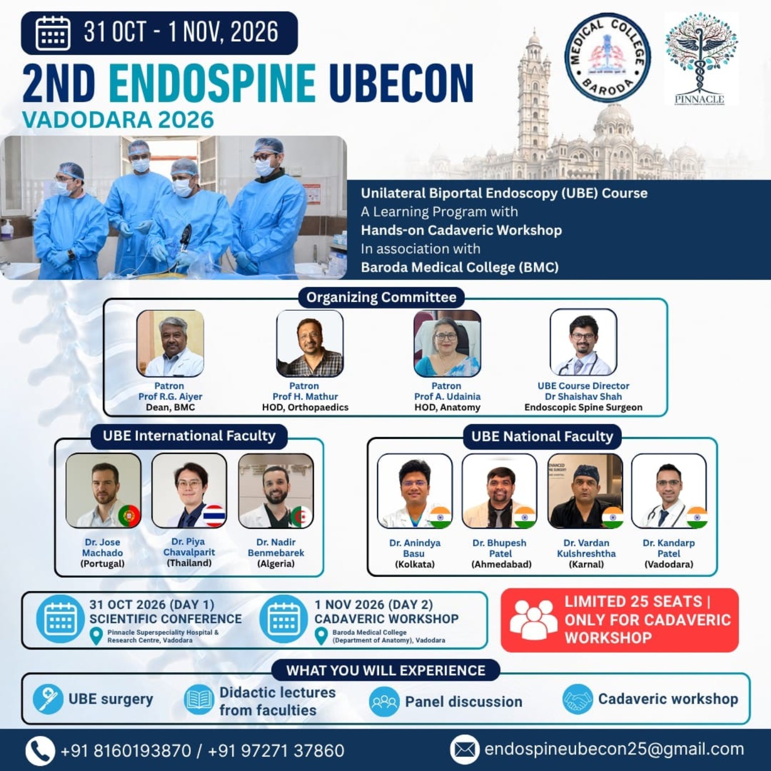 2nd Endospine UBECon Vadodara 2026 official conference poster
